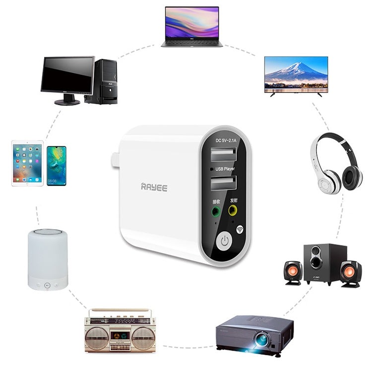 RAYEE K8 Remote Control Version 2 in 1 Bluetooth 5.0 Receiver & Transmitter Audio Adapter Support Fast Charge U Disk, US Plug - Audio Receiver Transmitter by PMC TechLife | Online Shopping South Africa | PMC TechLife