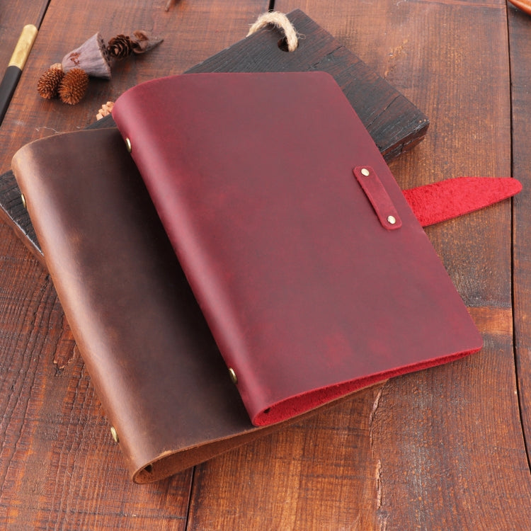 A5 Cowhide Retro Loose-Leaf Notebook Diary Office Business Simple Notepad Crazy Horse Leather Handbook( Brown) - Notebooks by PMC TechLife | Online Shopping South Africa | PMC TechLife