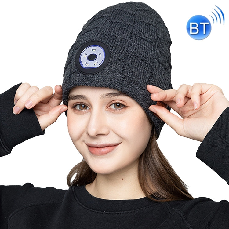 RG5-BL Bluetooth LED Lighting Music Knit Hat Plus Velvet Night Running Lamp Hat(Dark Gray) - Smart Hats by PMC Jewellery | Online Shopping South Africa | PMC Jewellery | Buy Now Pay Later Mobicred