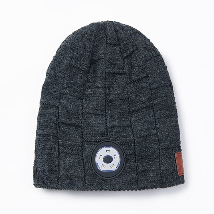 RG5-BL Bluetooth LED Lighting Music Knit Hat Plus Velvet Night Running Lamp Hat(Dark Gray) - Smart Hats by PMC Jewellery | Online Shopping South Africa | PMC Jewellery | Buy Now Pay Later Mobicred