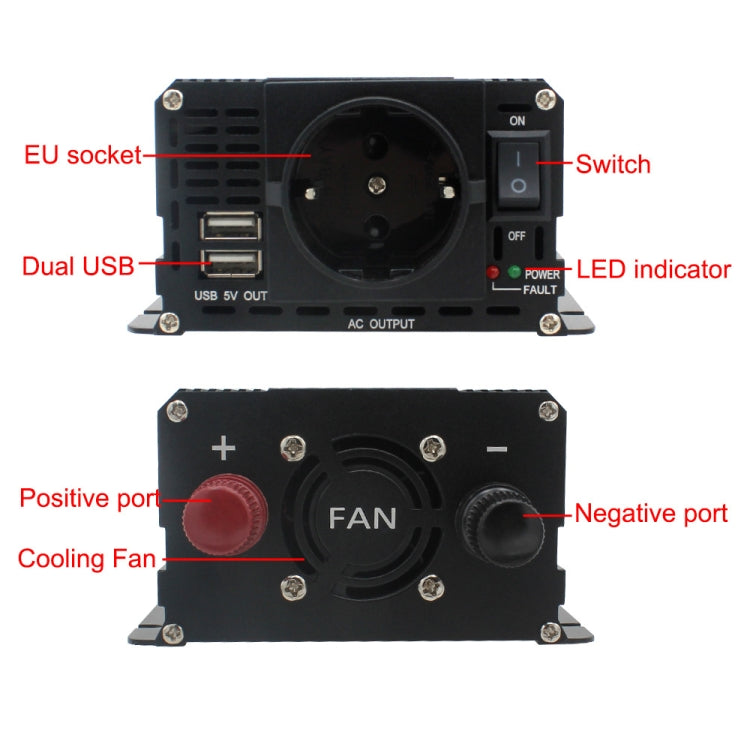 2600W LCD Smart Home Car Inverter 12V To 220V Power Converter