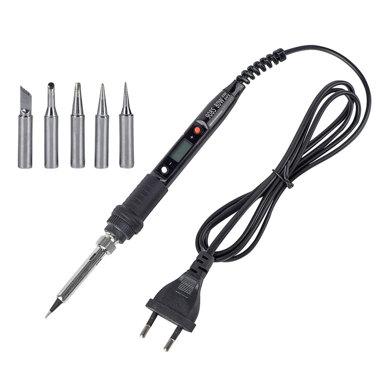 Metallic LCD Temperature Regulating Soldering Iron And Soldering Iron Tip Set Electric Soldering Iron Welding Tool(220V EU Plug Silver Head Black)