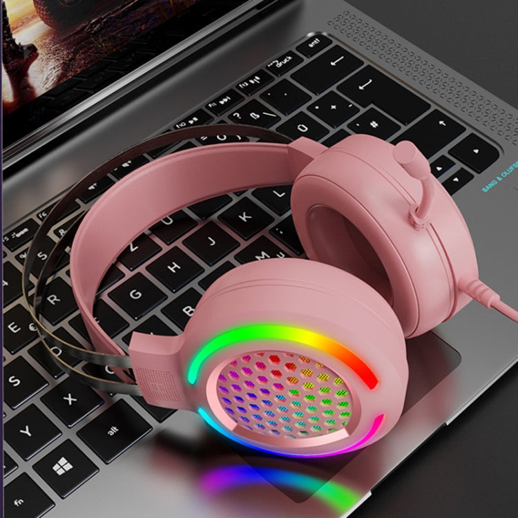 FOREV G99 USB RGBHead-Mounted Wired Headset With Microphone, Style: Standard Version (Colorful Light Pink) - free shipping - PMC Jewellery - Order now!