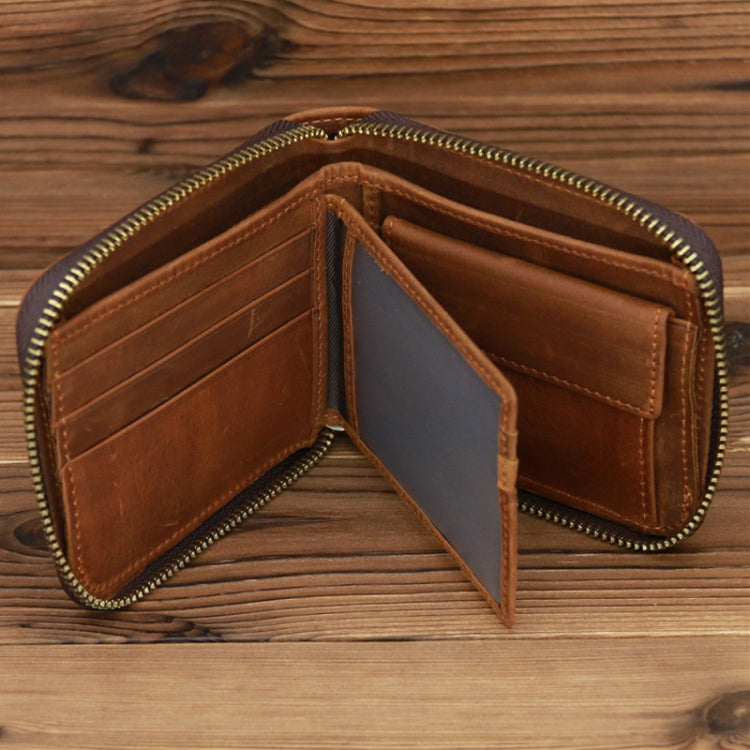 9039 RFID Antimagnetic Leather Zipper Wallet(Horizontal 3)