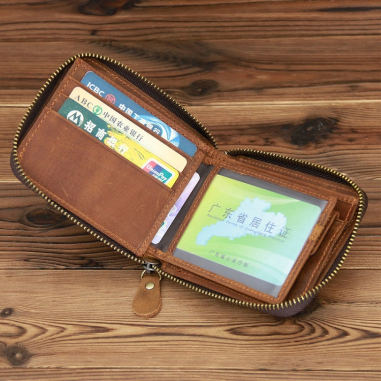 9039 RFID Antimagnetic Leather Zipper Wallet(Vertical 2)