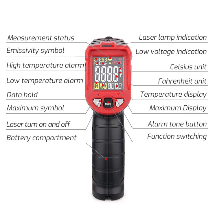 TASI Colorful Screen Infrared Thermometer, -50-480 Degrees Celsius(TA601A) - free shipping - PMC Jewellery - Order now!