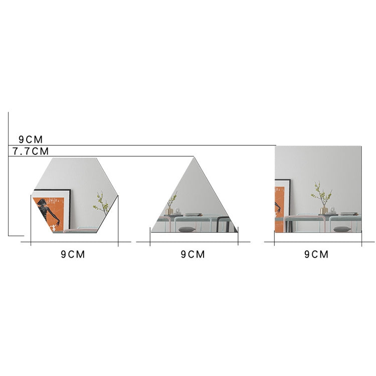 Ym300 16 PCS / Set Home Personal Wall Stickers DIY Acrylic Wall Decorative Mirror(Quartet Silver)