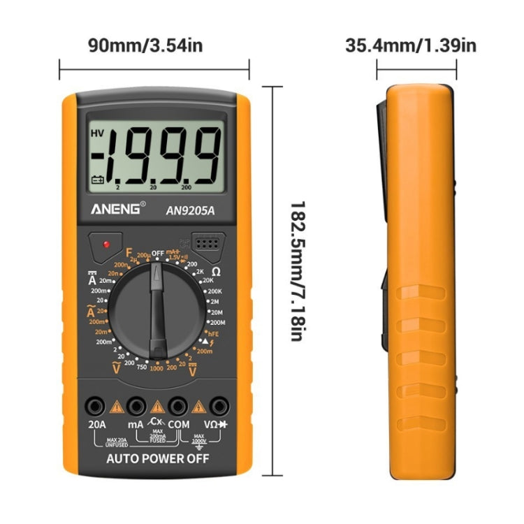 ANENG Automatic High-Precision Intelligent Digital Multimeter, Specification: AN9205A(Orange)