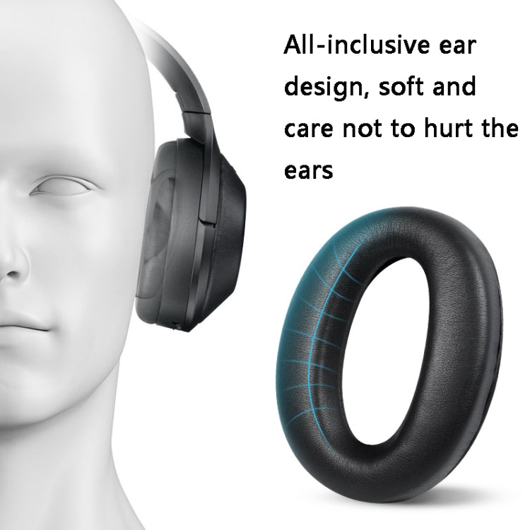 2 PCS Leather Headset Earmuffs for Sony 1000XM4 Black Lambskin No Snap