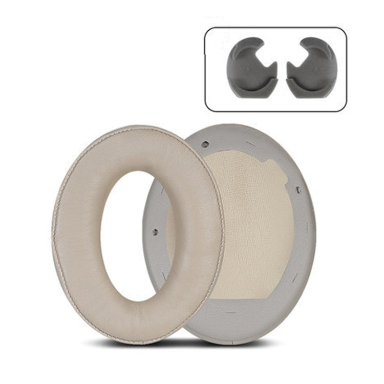 2 PCS Leather Headset Earmuffs for Sony 1000XM4 Champagne Lambskin No Snap