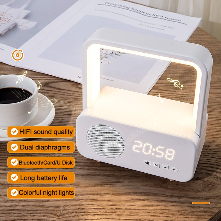 WH-J08 Home Portable Mini Bluetooth Speaker with Night Light Clock Style