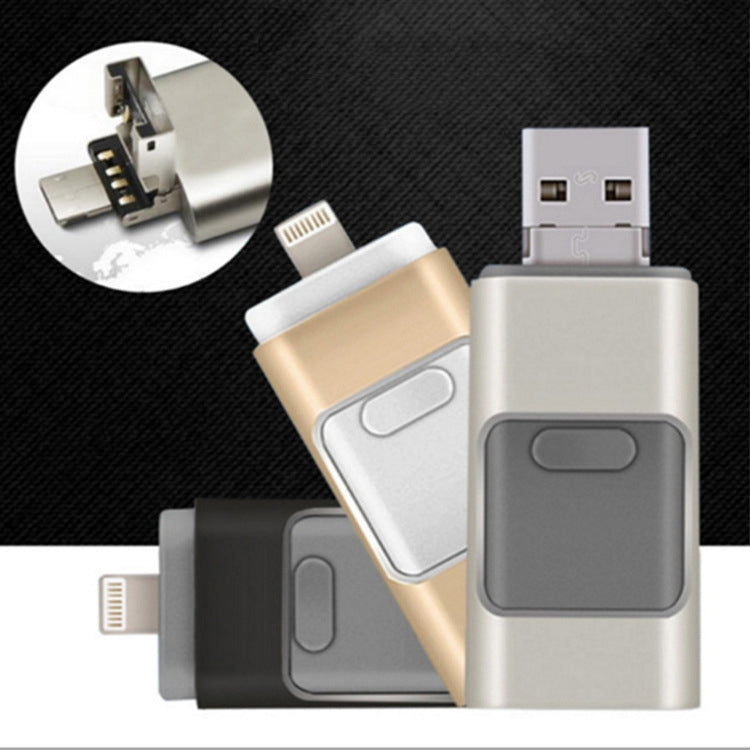 256GB Type-C + 8 Pin + USB 3.0 3 In 1 OTG Metal USB Flash Drive(Black)