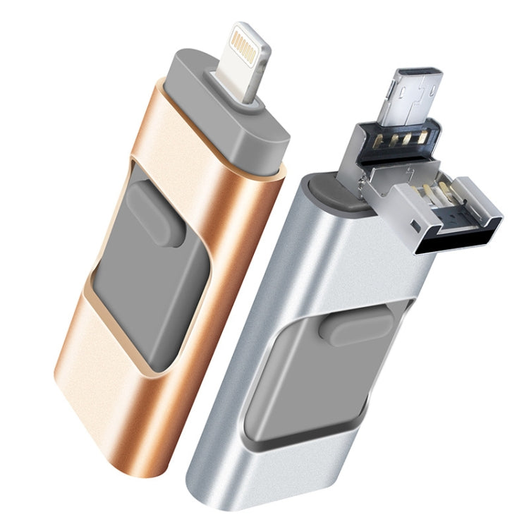 256GB Type-C + 8 Pin + USB 3.0 3 In 1 OTG Metal USB Flash Drive(Silver)