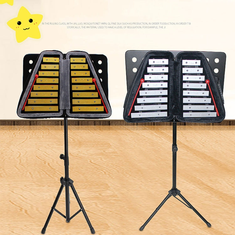 JZ-35 16-Tone Double Row Carillon Orff Percussion Instrument, Color: Golden With Shelf