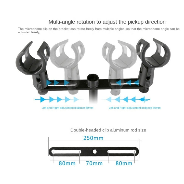 A16 Double-headed Microphone Clip Aluminum Pole Microphone Accessories