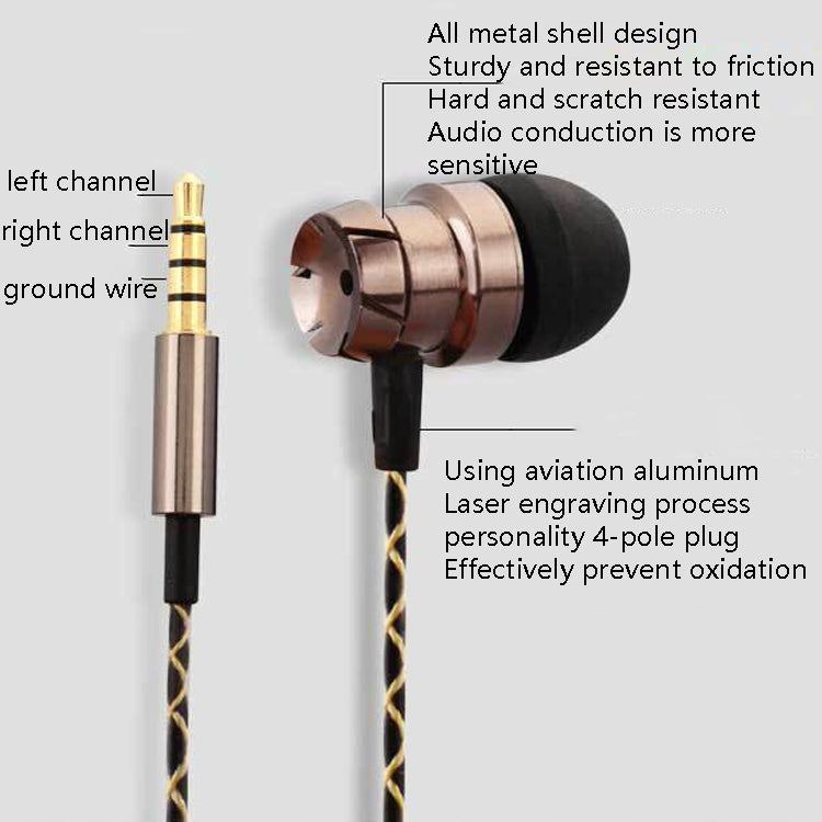 2 PCS EN500 3.5mm Plug Snake Pattern In-Ear Phone Earphone(Rose Gold)