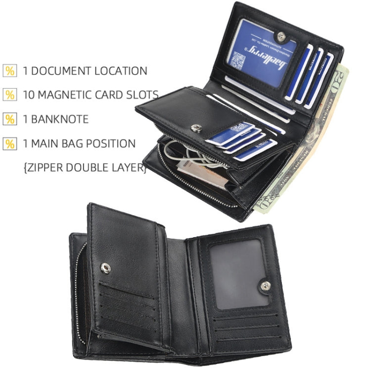Baellerry D3216 Men Short Vertical Multi-Card Snap Coin Purse(Brown)