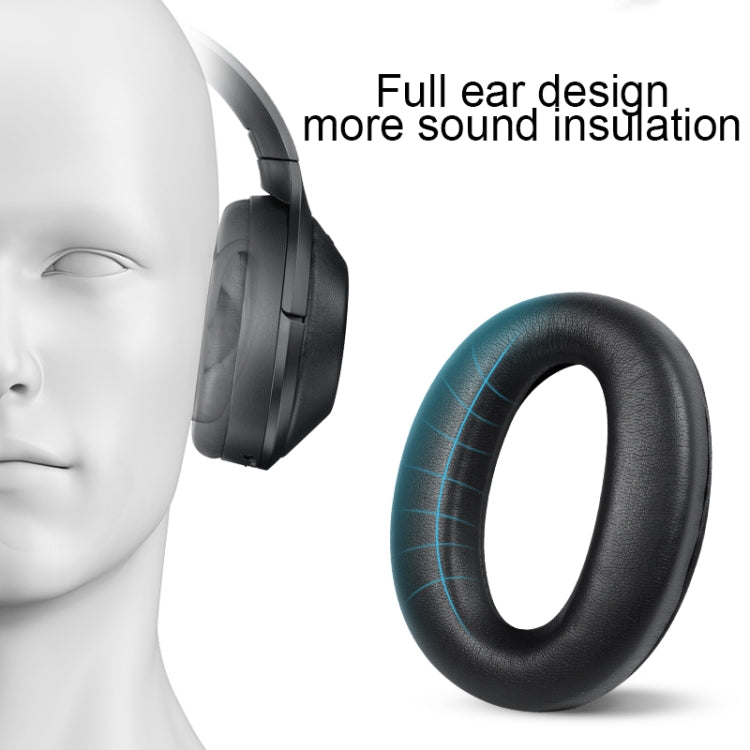 1 Pair PU Leather Earpads for Sony WH-1000XM4, Color: Black+Buckle