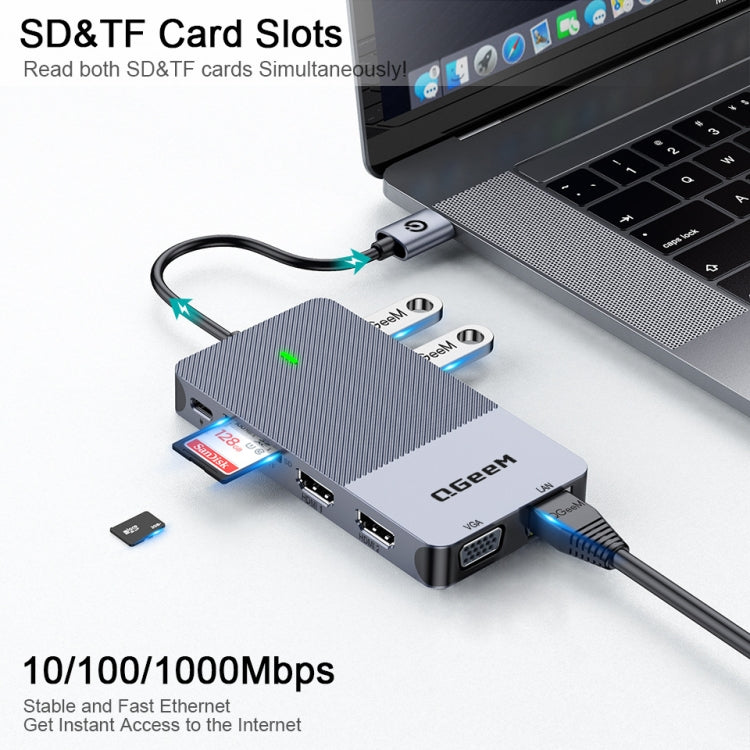 QGeeM 11 In 1 Multifunctional Type-C Extension HUB Adapter( QG-D3908) - USB HUB by QGeeM | Online Shopping South Africa | PMC Jewellery | Buy Now Pay Later Mobicred