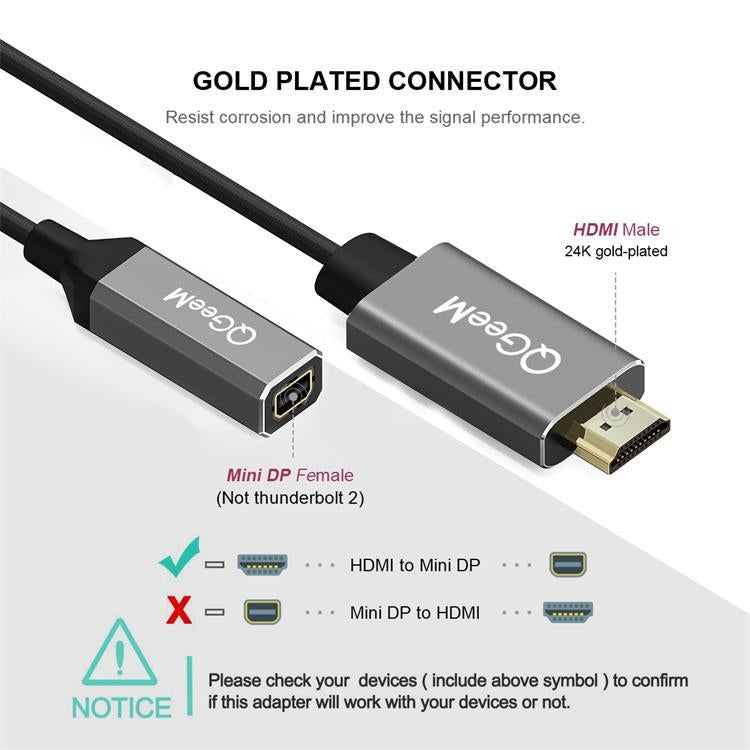 QGeeM QG-HD02 HDMI Single to Mini DP Converter(Silver Gray) - free shipping - PMC Jewellery - Order now!