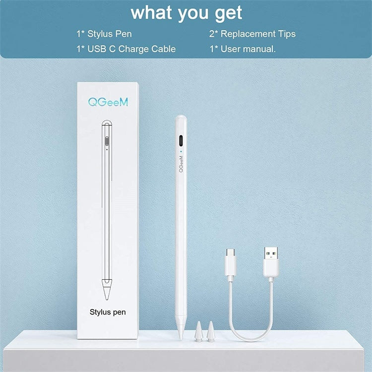 QGeeM ID706 Anti-mistouch Rechargeable Active Stylus for iPad(White) - free shipping - PMC Jewellery - Order now!