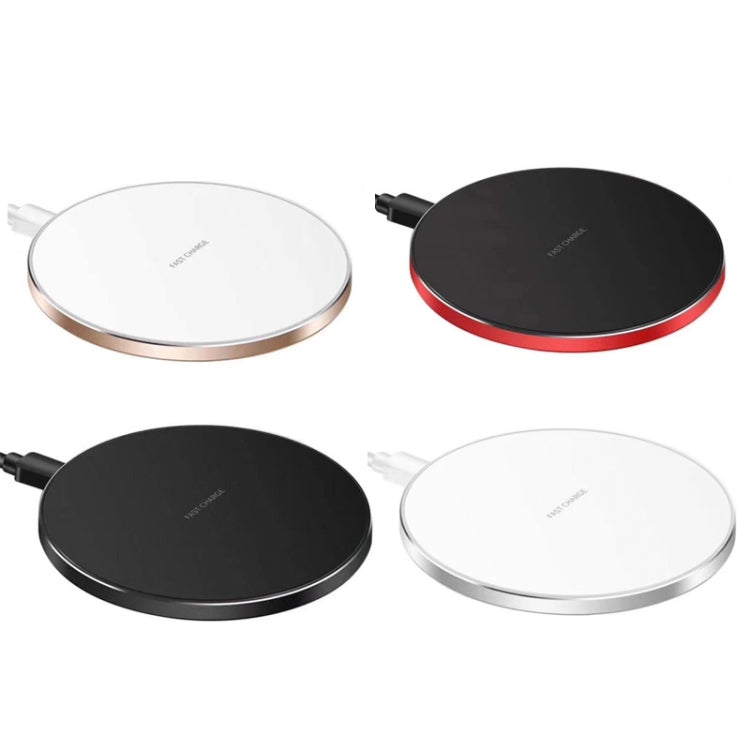 15W Metal Round Wireless Charger Smart Fast Charge(Silver + White Surface)