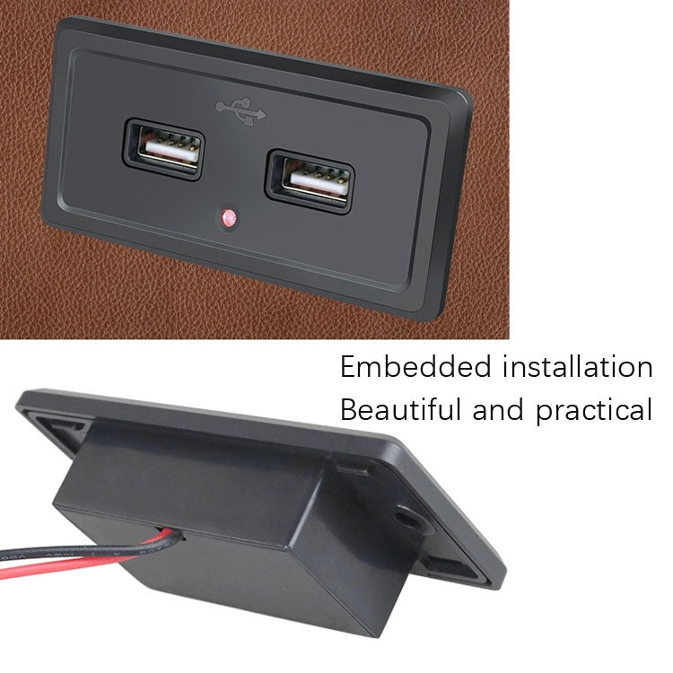 12V24V Route Bus Dual USB Charging Input Car Charger(Blue Light) - DIY Modified Charger by PMC TechLife | Online Shopping South Africa | PMC TechLife