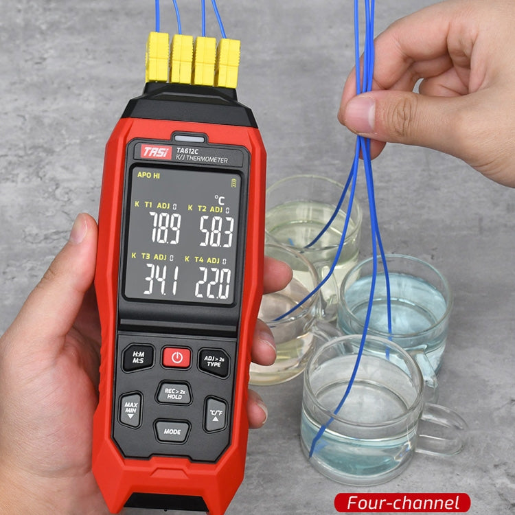 TASI Contact Temperature Meter K-Type Thermocouple Probe Thermometer, Style: TA612C 4 Channels - free shipping - PMC Jewellery - Order now!