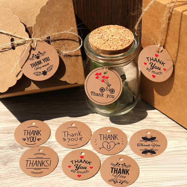 100pcs /Pack Kraft Paper Gift Tag With 20m Hemp Rope(L-02)