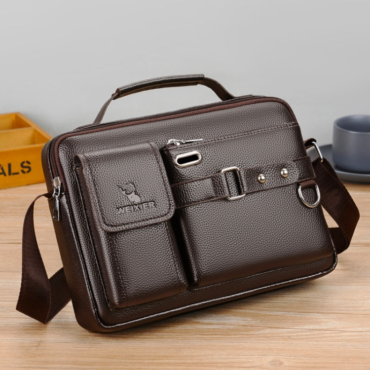 WEIXIER D235 Men Shoulder Bag Portable PU Leather Handbag(Brown) - free shipping - PMC Jewellery - Order now!