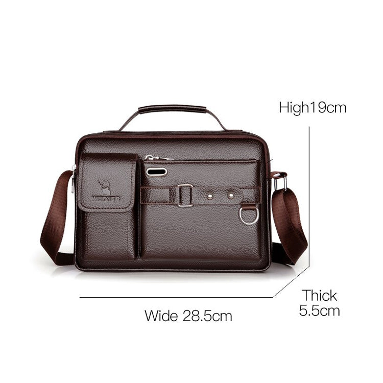 WEIXIER D235 Men Shoulder Bag Portable PU Leather Handbag(Brown) - free shipping - PMC Jewellery - Order now!