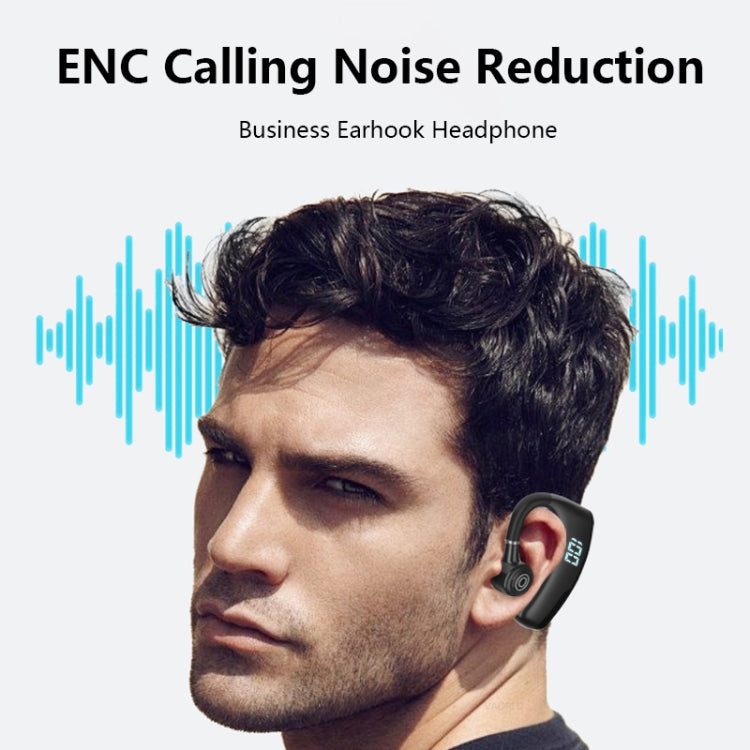 V9S Bluetooth Headset Noise Cancelling Headphones With LED Display(Blue Single Ear) - Bluetooth Earphone by PMC TechLife | Online Shopping South Africa | PMC TechLife