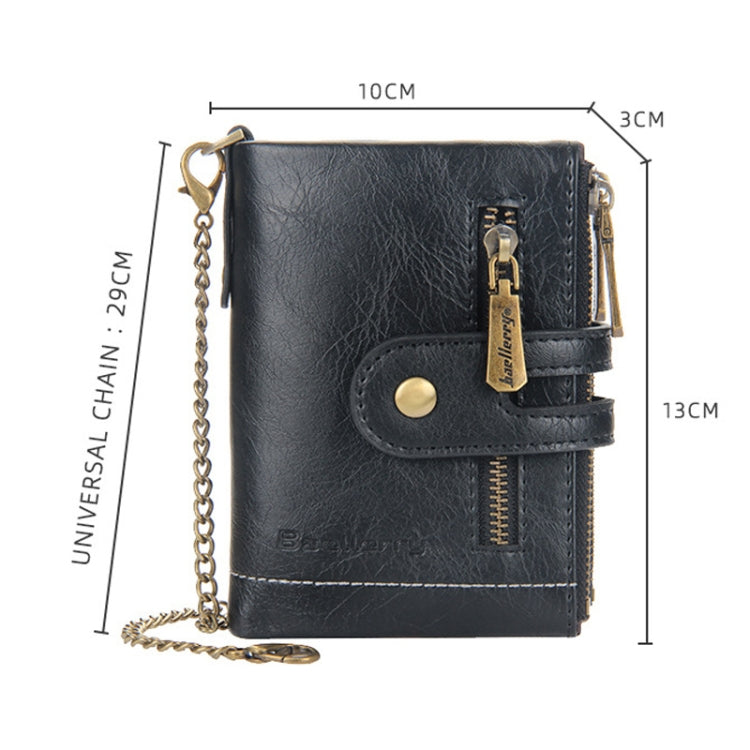 Baellerry Short Wallet Double Zipper Tri-Fold Wallet For Men(Black) - Wallets by Baellerry | Online Shopping South Africa | PMC Jewellery | Buy Now Pay Later Mobicred