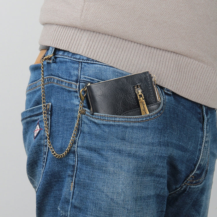 Baellerry Short Wallet Double Zipper Tri-Fold Wallet For Men(Black) - Wallets by Baellerry | Online Shopping South Africa | PMC Jewellery | Buy Now Pay Later Mobicred