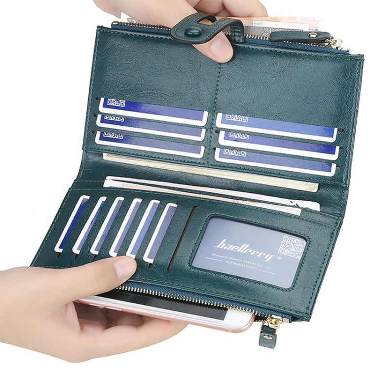 Baellerry Ladies Long Large Capacity Buckle Zip Clutch Multi-Card Wallet(Red)