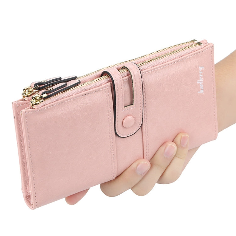 Baellerry Ladies Long Large Capacity Buckle Zip Clutch Multi-Card Wallet(Red)