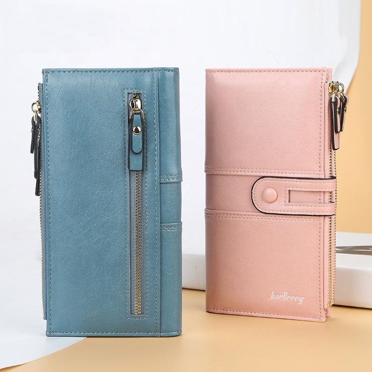 Baellerry Ladies Long Large Capacity Buckle Zip Clutch Multi-Card Wallet(Red)