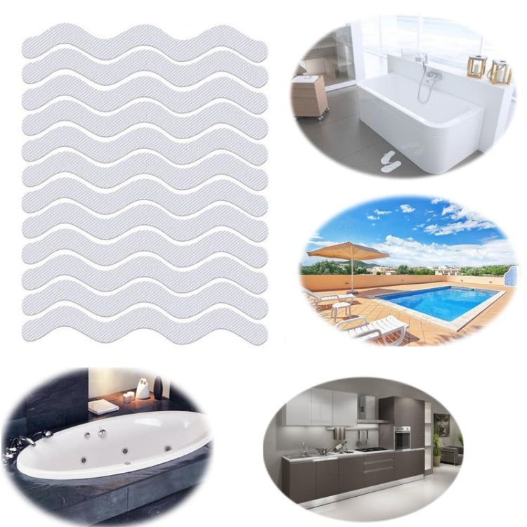 24pcs /Bag Wavy Shaped Safety Bathtub Non-Slip Sticker, Specification: 1.3 x 18cm(Transparent)