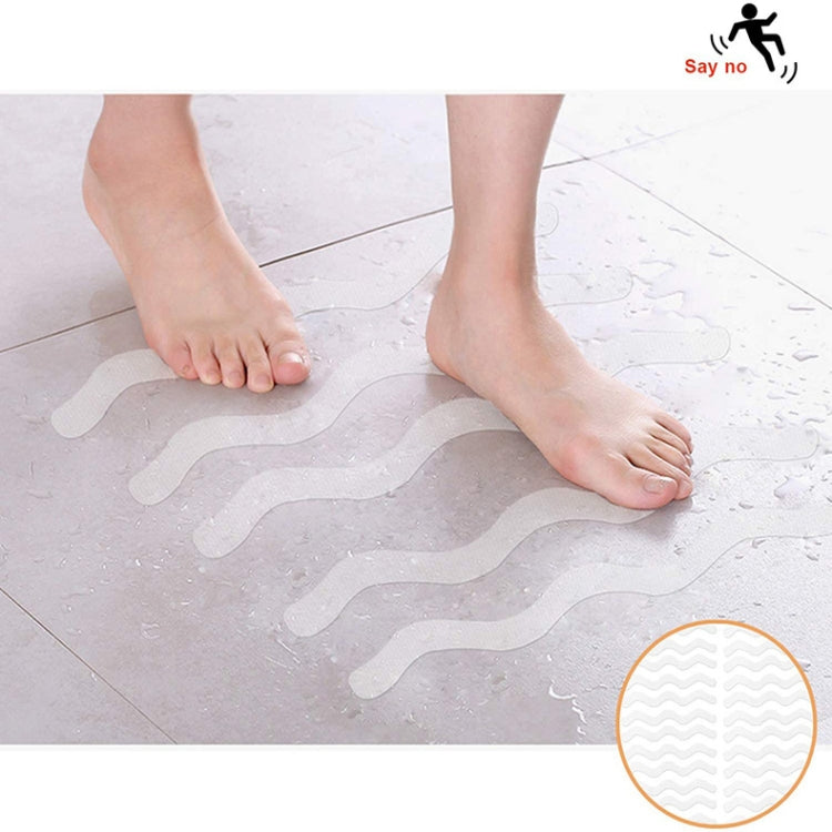24pcs /Bag Wavy Shaped Safety Bathtub Non-Slip Sticker, Specification: 1.3 x 18cm(Transparent)