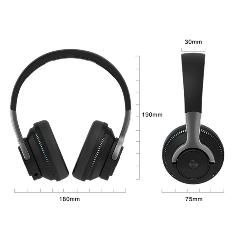 H2 Colorful Luminous Subwoofer Folding Retractable Card Wireless Bluetooth Headset(Black)