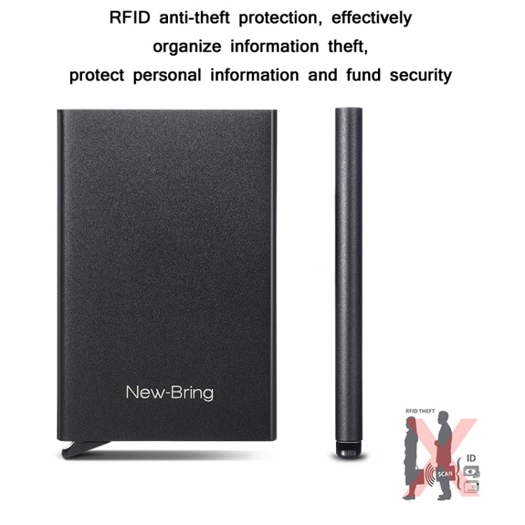 NEWBRING Metal Wallet Automatic Pop-up Anti-degaussing Card Holder, Colour: Black With Back Stickers - free shipping - PMC Jewellery - Order now!