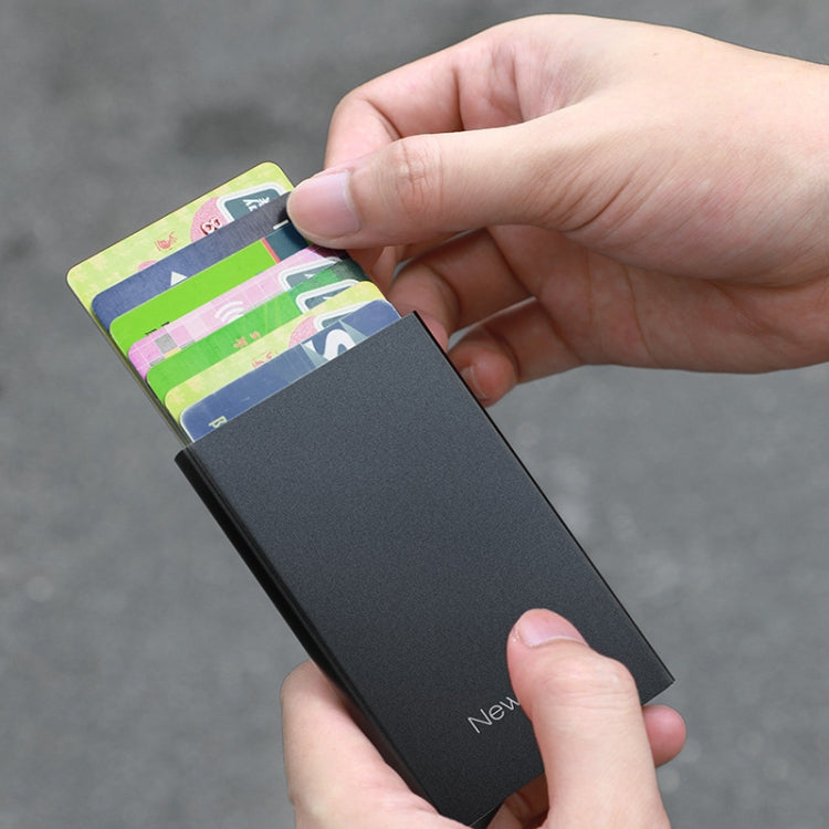 NEWBRING Metal Wallet Automatic Pop-up Anti-degaussing Card Holder, Colour: Gray With Back Stickers - free shipping - PMC Jewellery - Order now!