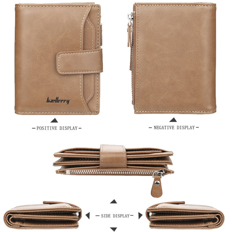 Baellerry D3218 Men Short Multi-Card Slot Zipper Wallet Large Capacity Card Holder(Brown) - Wallets by Baellerry | Online Shopping South Africa | PMC Jewellery | Buy Now Pay Later Mobicred