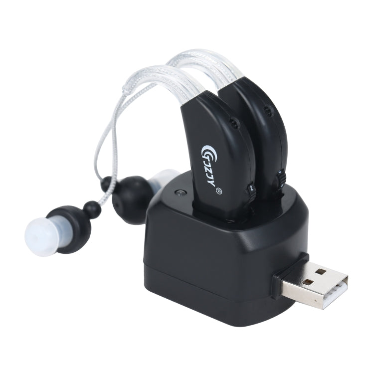 Rechargeable Hearing Aids for Seniors Personal Sound Amplifier with Charging Base,EU Plug(Black) - Hearing Aids by PMC Jewellery | Online Shopping South Africa | PMC Jewellery | Buy Now Pay Later Mobicred