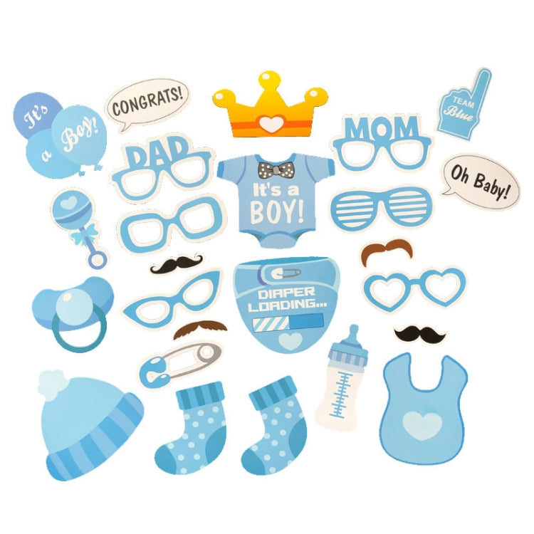 3 Sets Baby Birthday Party Gender Reveal Stickers Photo Props(25PCS/Set Boys Suit)