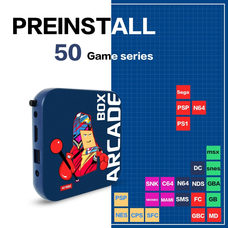 Arcade Box 256G Wireless Video Game Machine Box 4K HD Display For PS1/PSP/N64/DC, US Plug