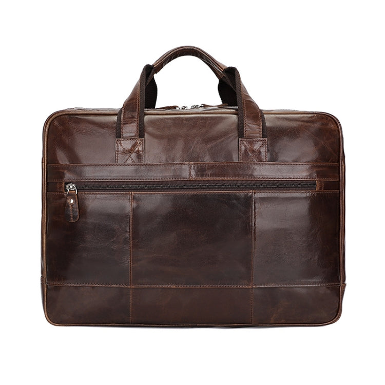 Men Retro Oil Wax Leather Handbag 17 Inch Computer Bag Shoulder Diagonal Briefcase(Brown) - free shipping - PMC Jewellery - Order now!