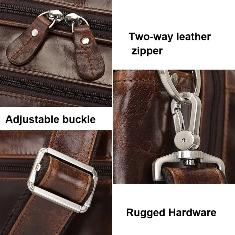 Men Retro Oil Wax Leather Handbag 17 Inch Computer Bag Shoulder Diagonal Briefcase(Brown) - free shipping - PMC Jewellery - Order now!