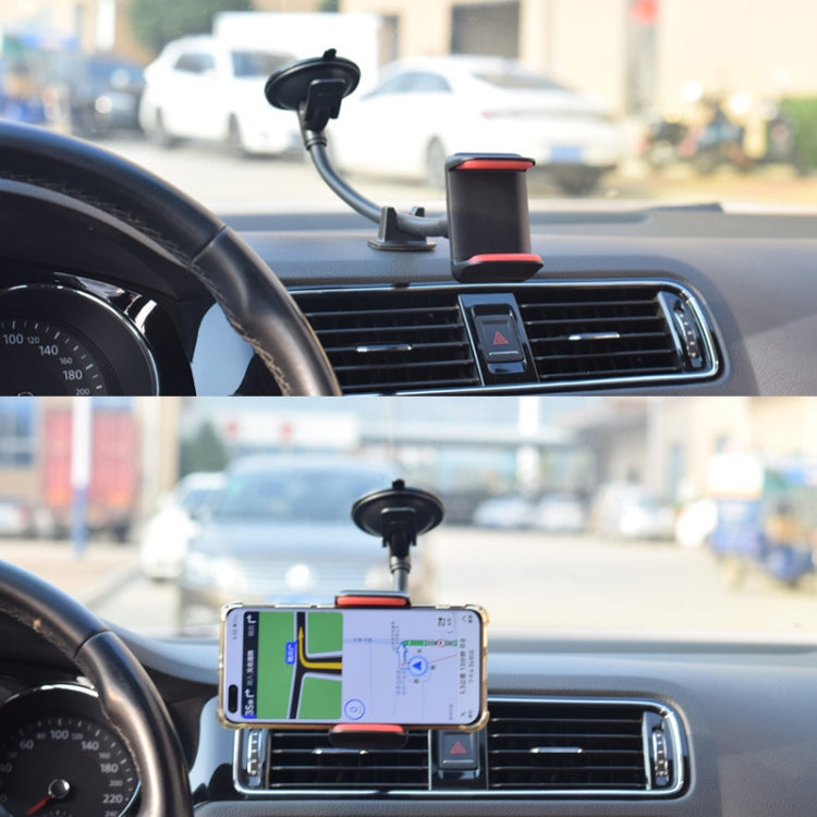 2 PCS Suction Cup Long Soft Hose Windshield Car Mobile Phone Clip Bracket(Black Box Packaging) - Car Holders by PMC TechLife | Online Shopping South Africa | PMC TechLife