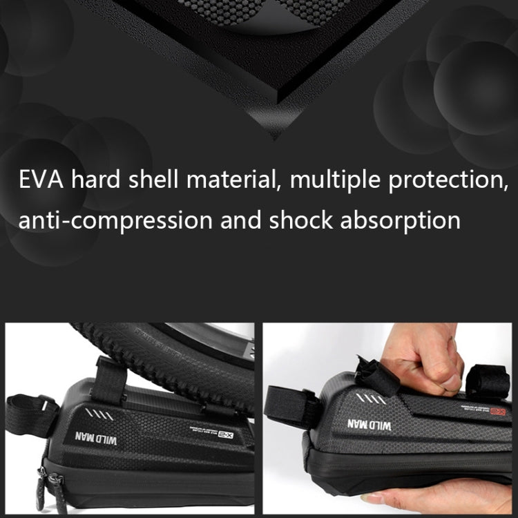 WILD MAN X2 1L Hard Shell EVA Bicycle Front Beam Bag(Black)